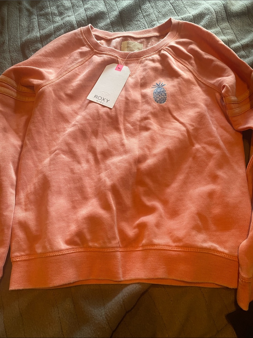 Roxy Coral Crewneck Sweatshirt with Pineapple Embroidery